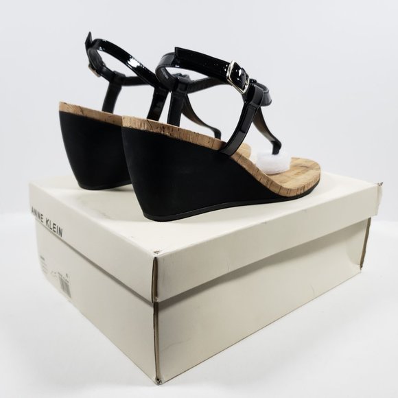 Anne Klein Women's Italia Wedge Sandal - Black 9M - Picture 2 of 4